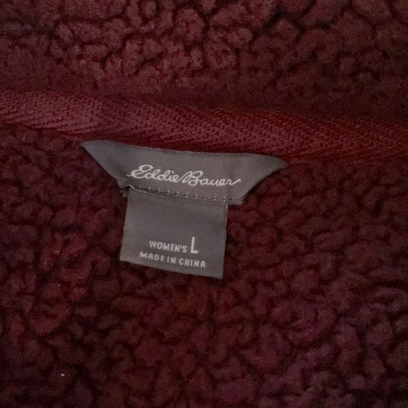 Eddie Bauer Quest Plush Snap Mock Pullover Fleece Jacket Women’s Wine Size Large - Picture 4 of 7